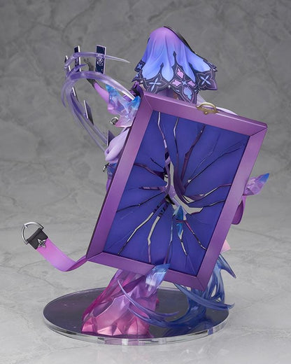 Honkai Star Rail Black Swan 1/7 Scale Figure featuring Black Swan with flowing lavender hair, purple outfit, tarot-inspired effects, and crystal-style display base.