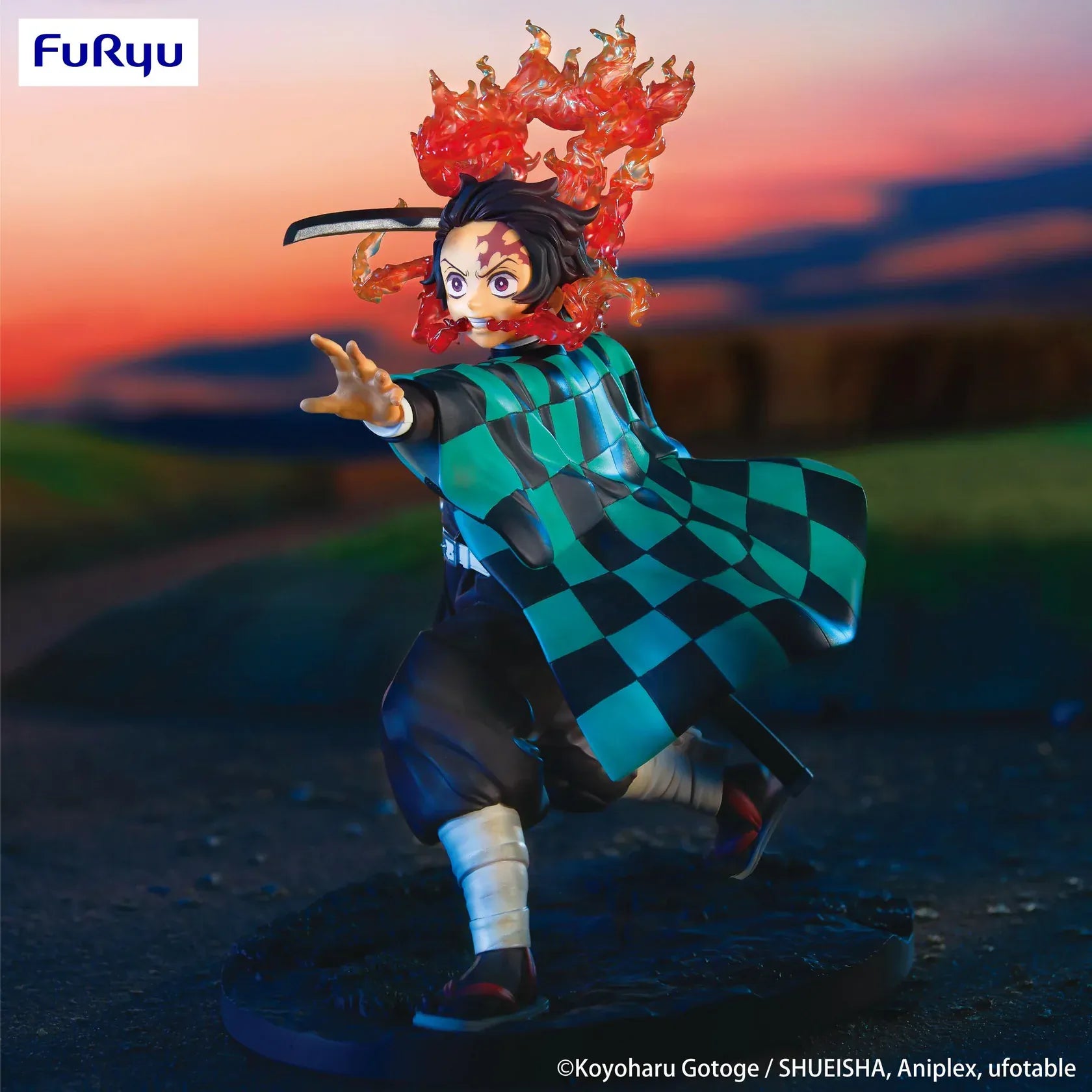 Demon Slayer Kimetsu no Yaiba Tanjiro Kamado Exceed Creative Figure rerelease featuring Tanjiro in a dynamic pose with translucent flame effects
