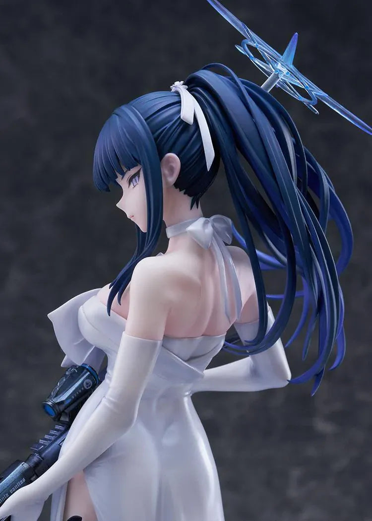 Blue Archive Saori Dress 1/7 scale figure featuring Saori in a flowing white evening gown holding her signature rifle