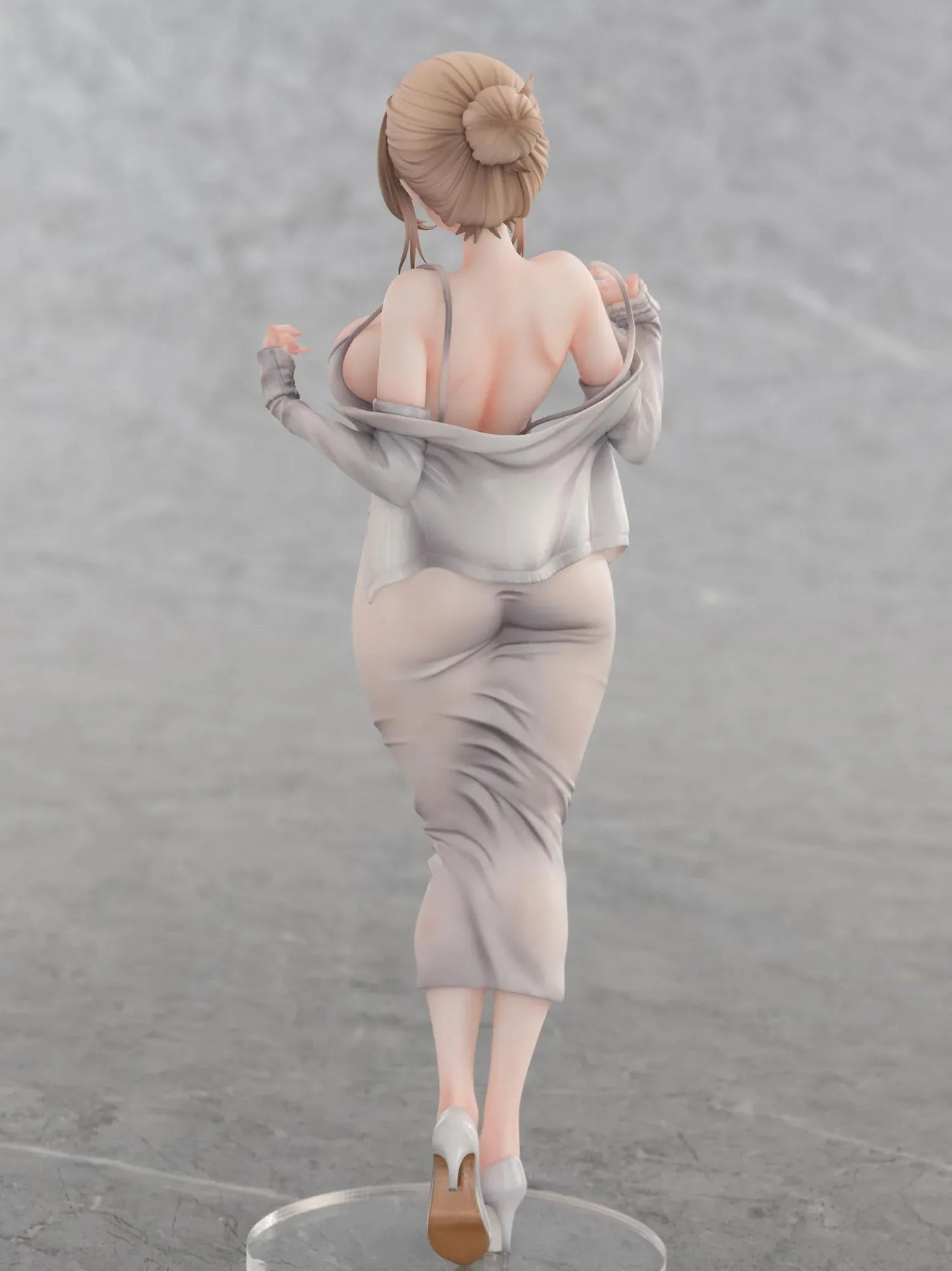 Gwan-E Illustration Muboubi na Erin 1/6 Scale Figure featuring Erin with blonde hair, gray dress, matching heels, and elegant standing pose.