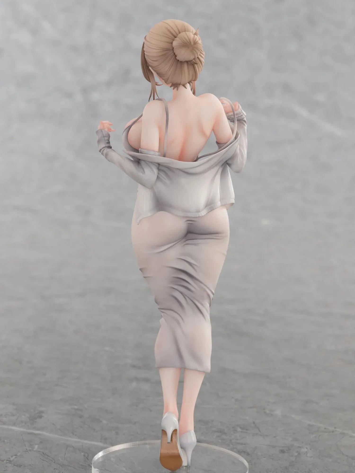 Gwan-E Illustration Muboubi na Erin 1/6 Scale Figure featuring Erin with blonde hair, gray dress, matching heels, and elegant standing pose.