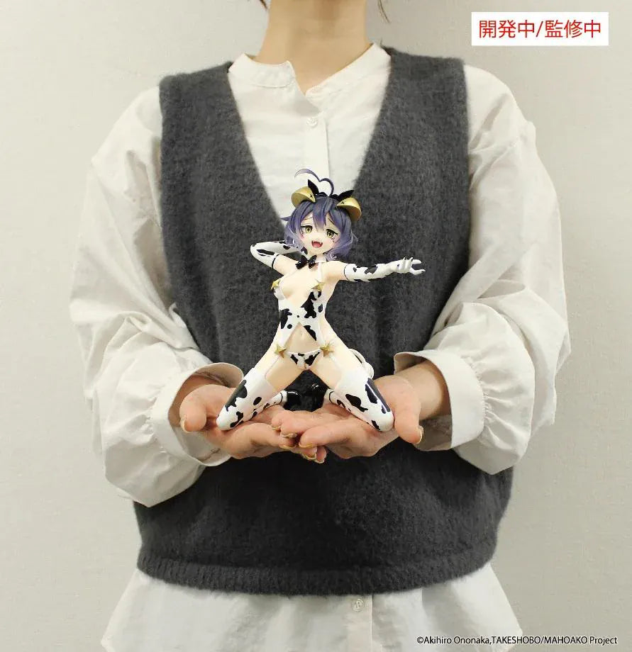 Gushing over Magical Girls One-Seventh Carat Magia Baiser Evil Cow Pattern Ver. 1/7 Scale Figure featuring Magia Baiser with purple hair, horn details, cow-pattern outfit, and playful poses.