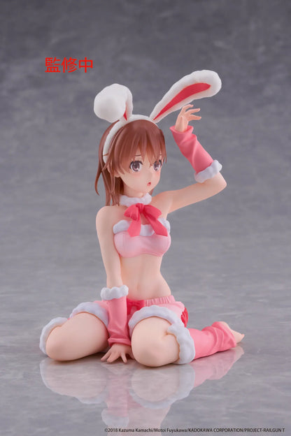 A Certain Scientific Railgun MOFLOCK Mikoto Misaka Fluffy Bunny Ver. Figure in a pink bunny outfit with fluffy bunny ears