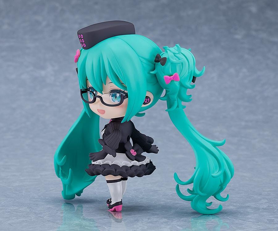 Hatsune Miku Glasses x Café Ver Nendoroid figure with teapot, teacup, glasses, and maid-inspired café outfit
