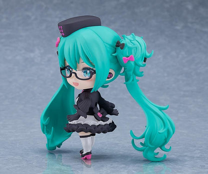 Hatsune Miku Glasses x Café Ver Nendoroid figure with teapot, teacup, glasses, and maid-inspired café outfit