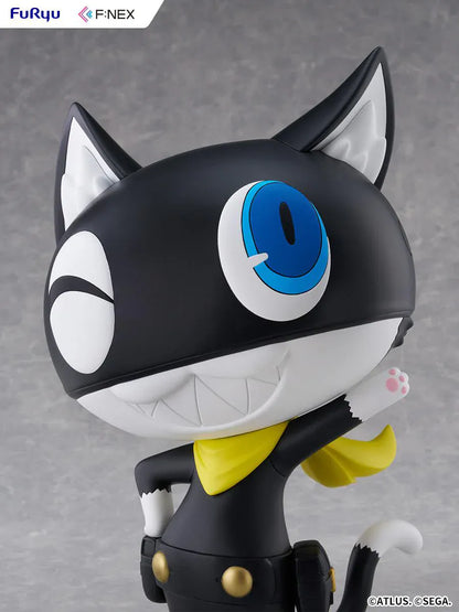 Persona 5 Royal F:Nex Morgana Big Soft Vinyl Figure with black cat design, blue eyes, yellow scarf, and waving pose