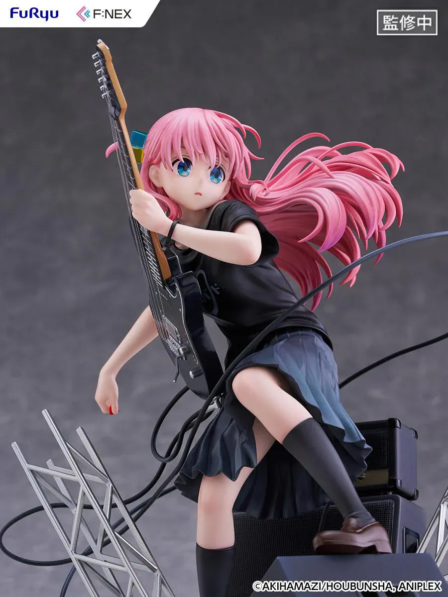 Bocchi the Rock F:Nex Hitori Gotoh Live Ver. 1/7 Scale Figure with pink hair, guitar, stage speakers, amplifier, and concert display base