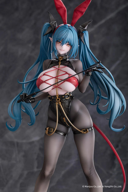 Azur Lane Regensburg The Dark Dragon’s Dungeon 1/6 scale figure with black bodysuit, red accents, and flowing teal twin-tails