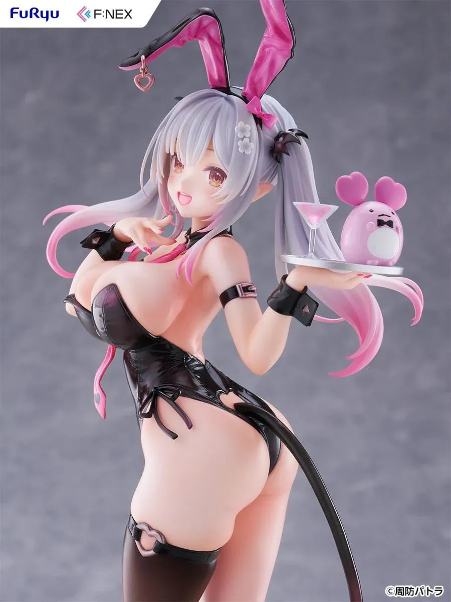 Suou Patra Bunny Ver 1/6 Scale Figure by FuRyu F:NEX wearing a black and pink bunny outfit with stockings, heels, bunny ears, and tail