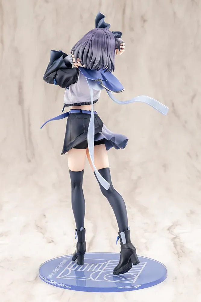 The Idolmaster Gakuen Misuzu Hataya Moon Turtle 1/7 Scale Figure with purple hair, blue-and-black outfit, flowing ribbon, and display base