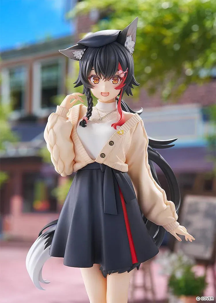 hololive production G.S. Collection Ookami Mio Date Style Street Outfit Ver. 1/7 Scale Figure wearing a cardigan, pleated skirt, and boots