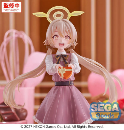 Blue Archive XStellar Hifumi Happy Valentine Figure holding a heart-shaped gift on a red heart display base