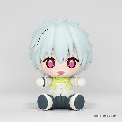 DRAMAtical Murder Huggy Good Smile Clear figure with pale hair, pink star-filled eyes, a white outfit, and a yellow scarf in a seated pose.