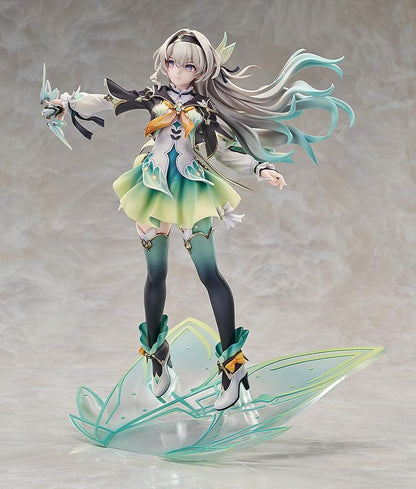 Honkai: Star Rail Firefly 1/7 scale figure in dynamic pose with green gradient outfit and translucent wing-like base