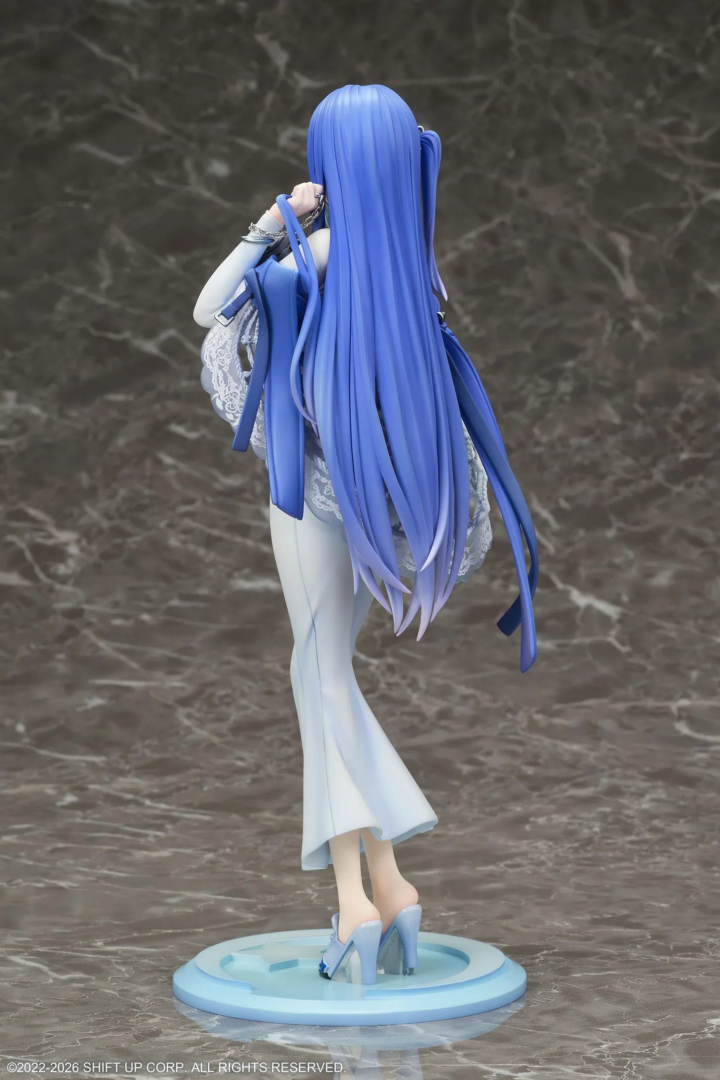 GODDESS OF VICTORY NIKKE Arcana 1/7 Scale Figure with blue hair, light-blue dress, accessories, and display base