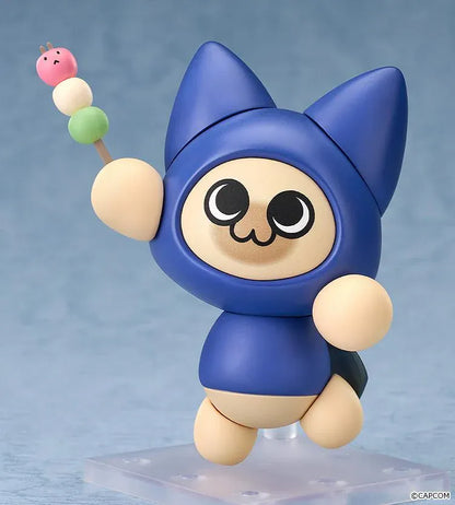 Monster Hunter Nendoroid Palico Layered Armor Kit T. Ver. figure wearing blue cat-themed armor