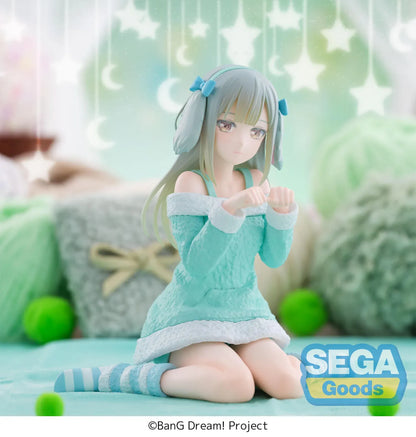 BanG Dream Yumemirize Mutsumi Wakaba Pajama Party Figure wearing mint green pajamas with striped socks
