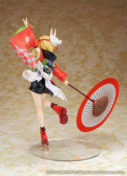 Gakuen iDOLM@STER Kotone Fujita Kamurogiku Ver. 1/7 scale figure wearing a red traditional outfit with a fox mask and wagasa umbrella.