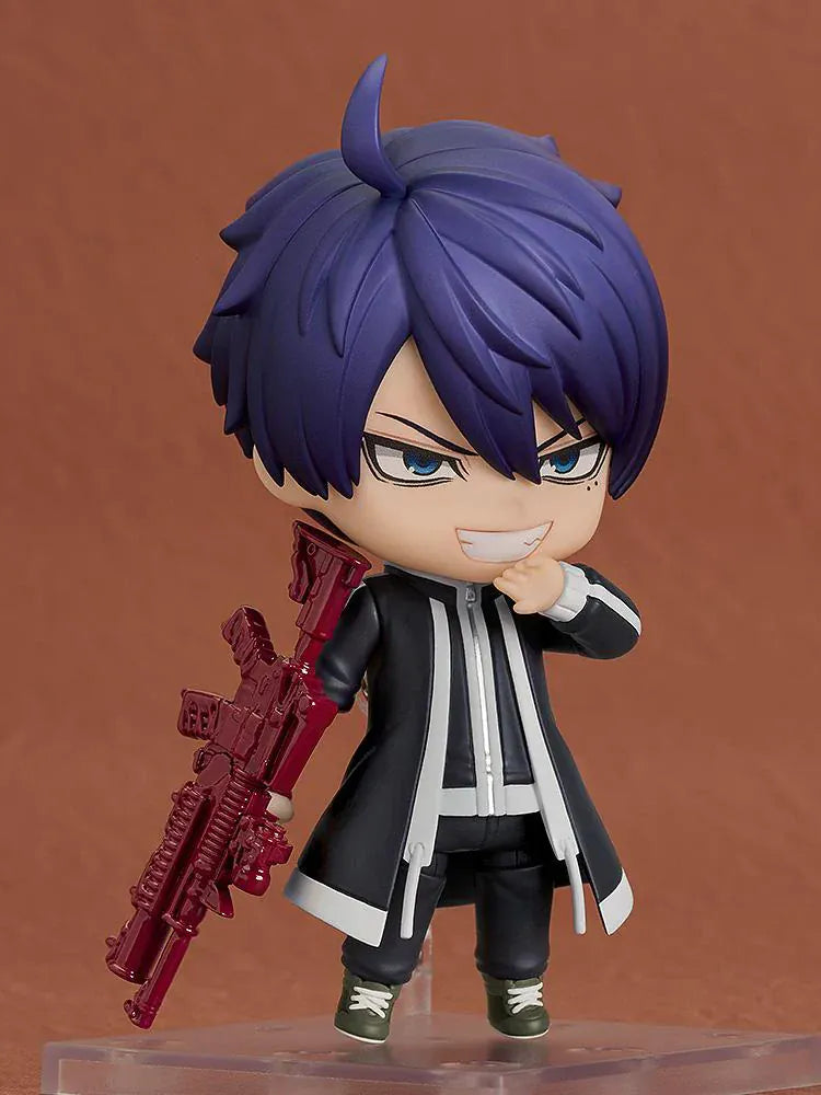 Nendoroid figure of Shiki Ichinose from Tougen Anki with indigo hair, crossed arms, and a long black coat.