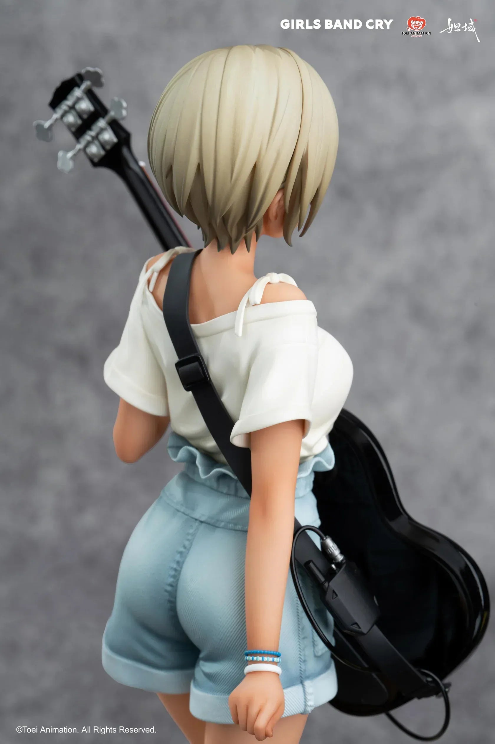 Girls Band Cry Subaru Rupa 1/7 scale figure holding black guitar with themed display base and bonus item included