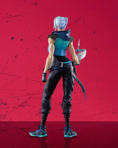 VALORANT POP UP PARADE SP Jett figure holding a swirling wind effect with a floating throwing knife.