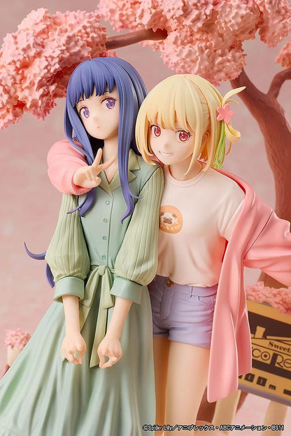 Chisato Nishikigi and Takina Inoue Spring Ver figure under cherry blossom tree with scenic base