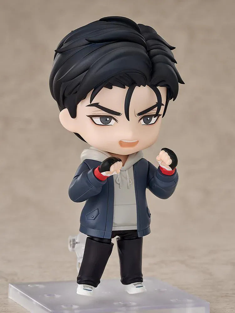 Jinx Nendoroid Joo Jaekyung and Kim Dan Figures featuring both characters in chibi-style designs with casual outfits and character accessories.