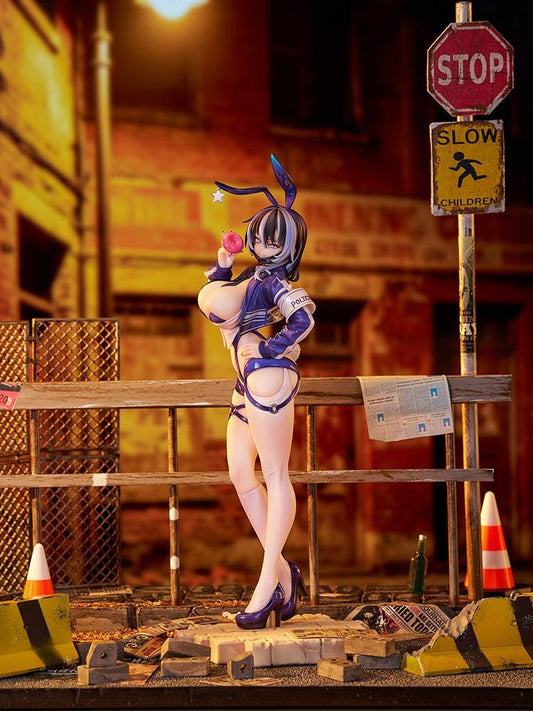 CheLA77 Illustration Bunny Cops_02 1/6 scale figure featuring a bunny police officer in a navy blue outfit holding a pink frosted donut