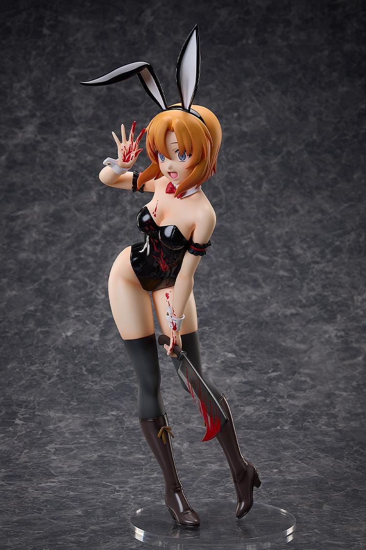 “Rena Ryugu Tragic Bunny Ver. 1/4 Scale Figure from Higurashi: When They Cry – GOU standing with blood-splattered bunny suit and machete.”