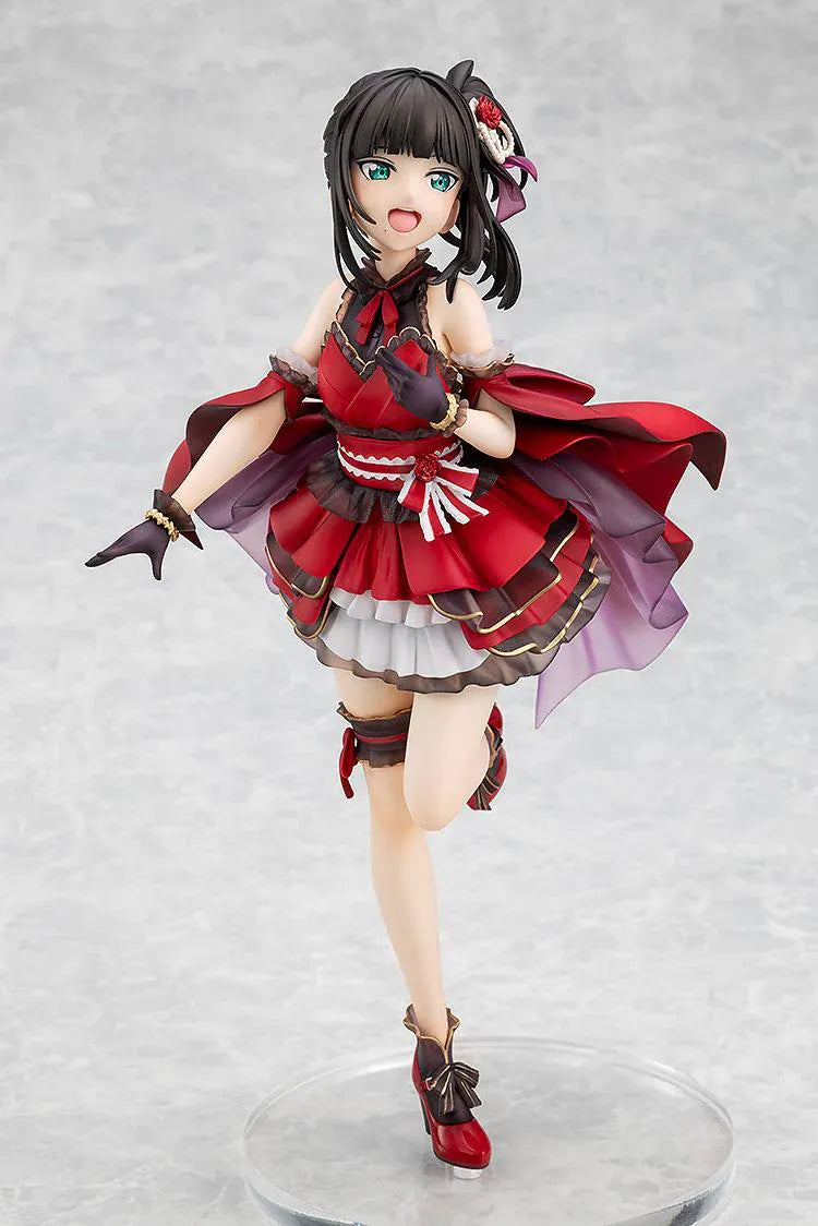Love Live Sunshine Dia Kurosawa Love Live Days 5th Anniversary Ver. 1/7 Scale Figure featuring Dia in a red idol outfit with black and gold accents, ribbon details, and cheerful performance pose.