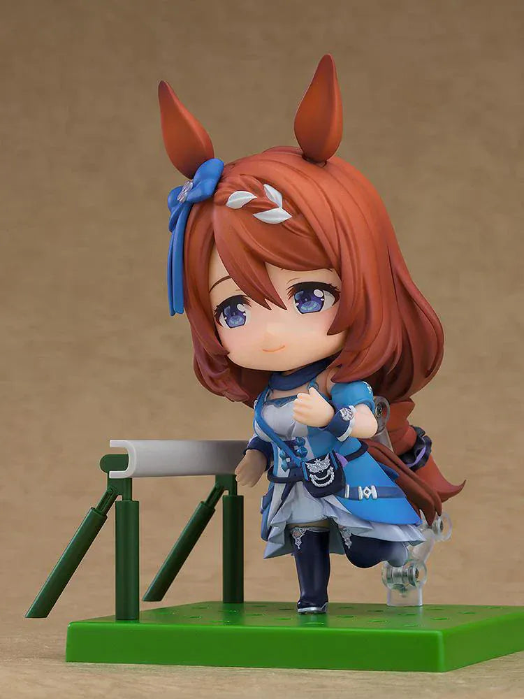 Uma Musume Pretty Derby Nendoroid Super Creek figure with blue outfit, horse ears, and cheerful expression