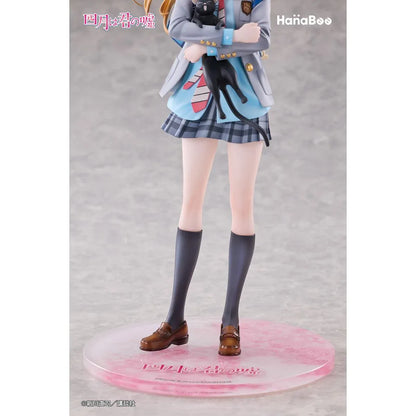 Your Lie in April Kaori Miyazono 1/6 scale figure with bonus featuring Kaori in her school uniform holding a black cat with a cherry blossom backdrop