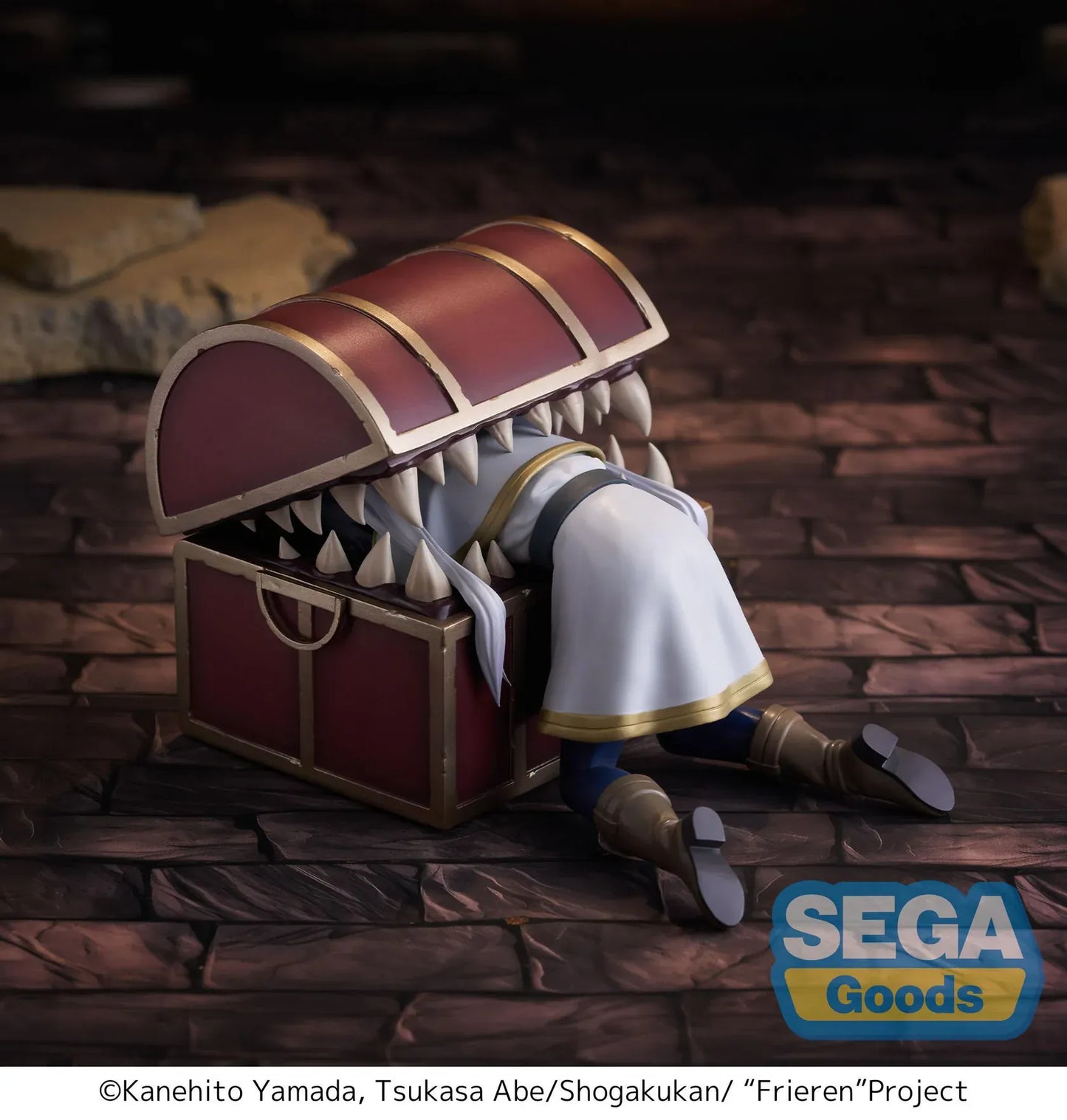 Frieren Luminasta figure stuck in mimic chest with tongue and detailed fantasy design