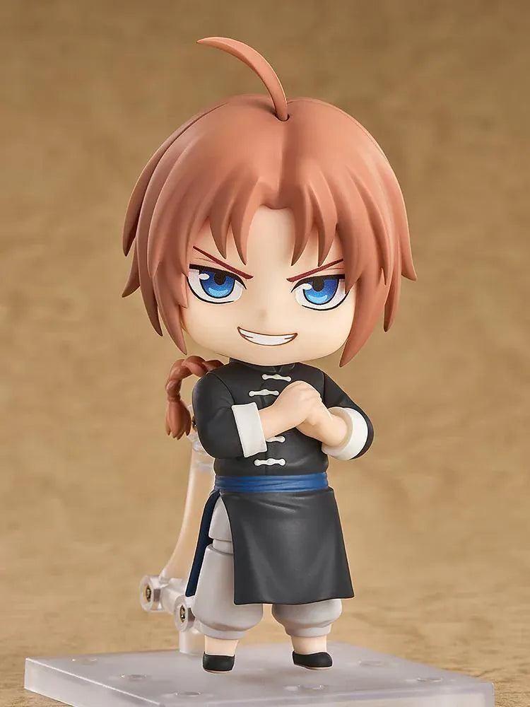 Gintama Nendoroid Kamui Figure with orange hair, black outfit, smiling expression, and umbrella accessory