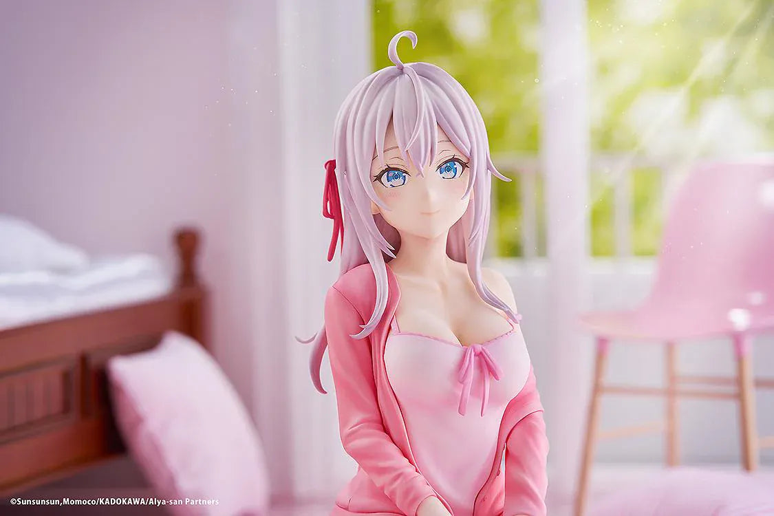 Alya Sometimes Hides Her Feelings in Russian Alisa Mikhailovna Kujou 1/6 Scale Figure in pink outfit with silver hair and seated pose