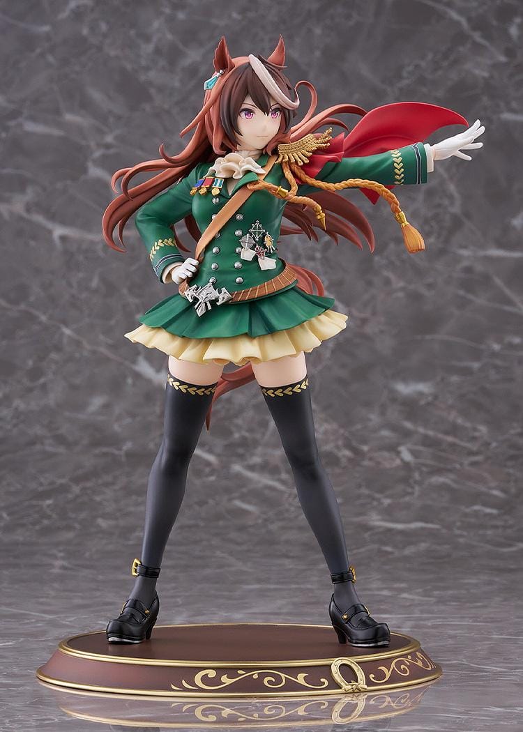 Uma Musume Pretty Derby Symboli Rudolf Signature Racewear Ver 1/7 scale figure wearing green uniform with red cape.