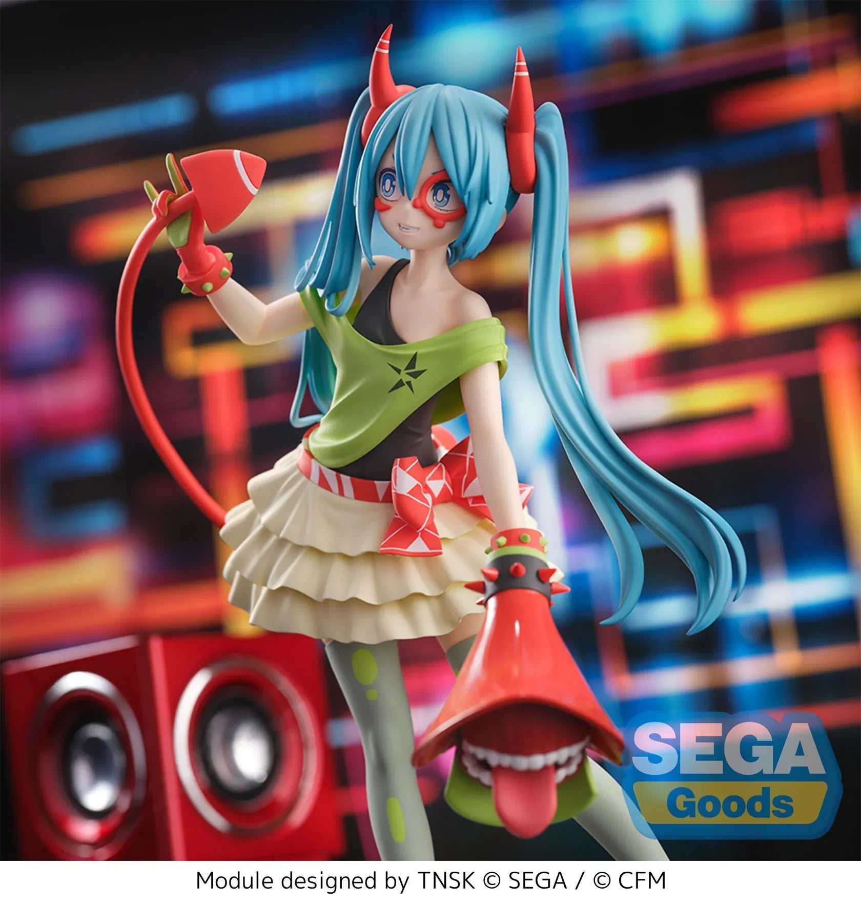 Hatsune Miku Project DIVA FiGURiZMa DE:MONSTAR T.R. Version rerelease figure with devil horns, tail, and colorful outfit