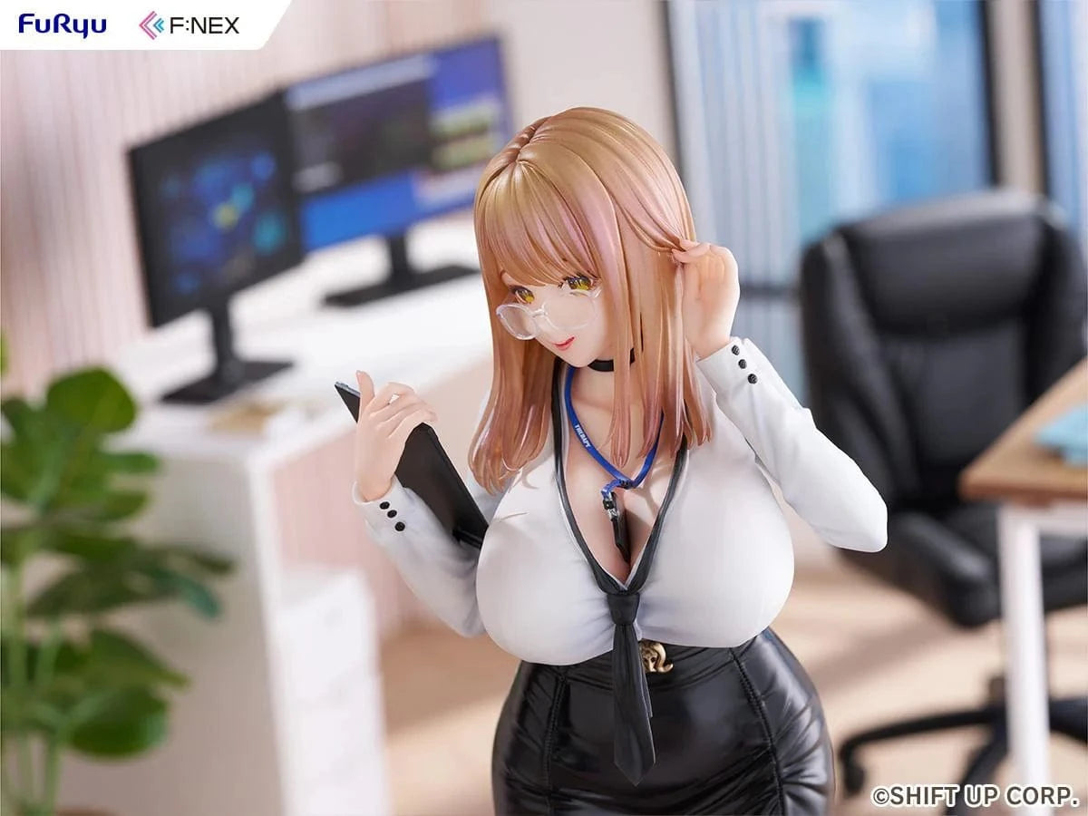 Goddess of Victory Nikke F:NEX Emma Office Therapy Ver. 1/7 Scale Figure featuring Emma in a white blouse and black skirt standing in an office setting