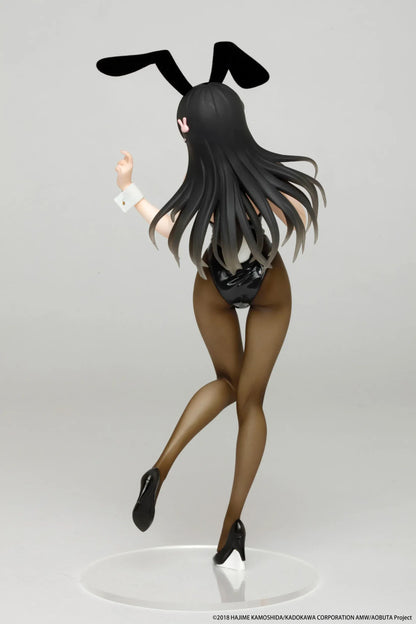 Rascal Does Not Dream of Bunny Girl Senpai Mai Sakurajima Bunny Ver. Coreful Figure Rerelease featuring Mai in a black bunny outfit with bunny ears, tights, heels, and display base.