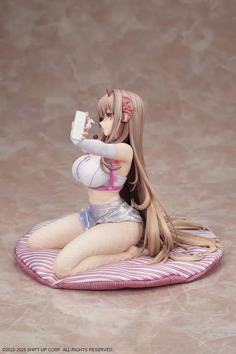 Goddess of Victory Nikke Viper 1/4 scale figure kneeling on cushion with smartphone accessory
