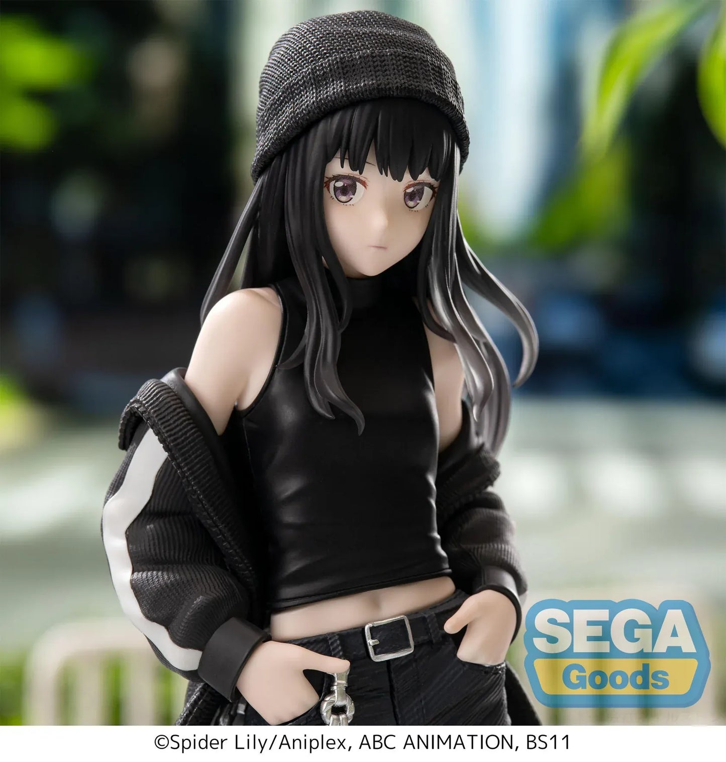 Lycoris Recoil High Premium Figure Takina Inoue Street Snap Figure wearing black streetwear with white sneakers