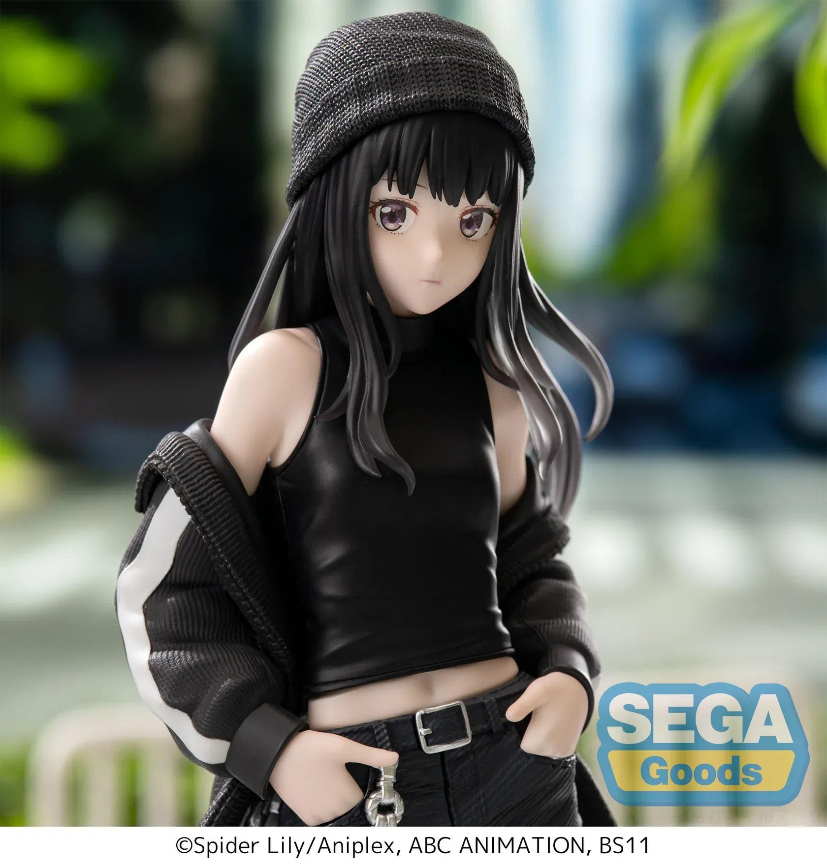 Lycoris Recoil High Premium Figure Takina Inoue Street Snap Figure wearing black streetwear with white sneakers