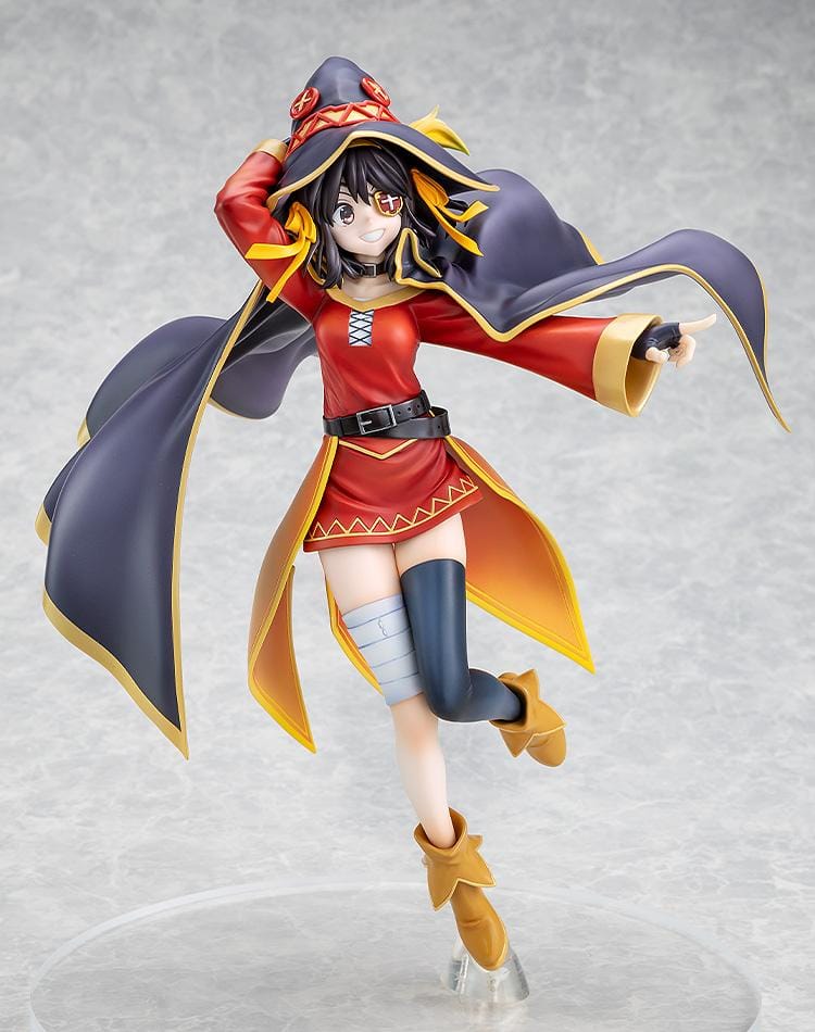 Haruhi Suzumiya KONOSUBA Megumin Collaboration Ver. 1/7 Scale Figure in red mage outfit with witch hat and flowing cape