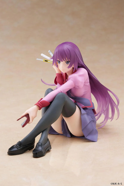 Hitagi Senjougahara Desktop Cute reissue figure from Monogatari Series sitting with stationery accessories