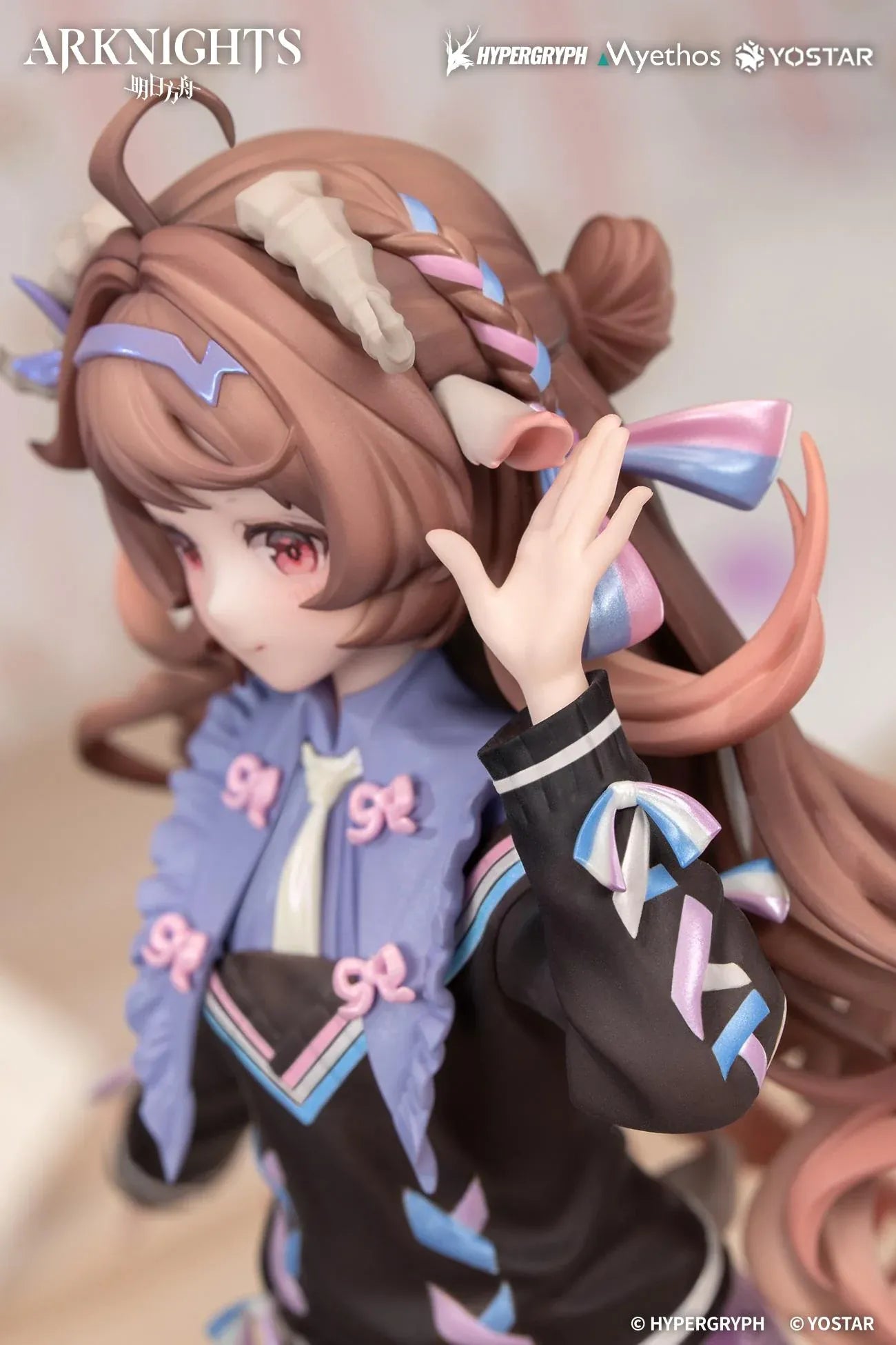 Arknights Gift Plus Eyjafjalla the Hvit Aska One More Story Ver 1/8 Scale Figure wearing a purple plaid skirt, thigh-high socks, pastel accessories, and slippers