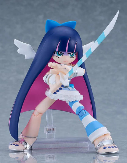 New PANTY & STOCKING with GARTERBELT figma Stocking Angel ver Figure with blue and pink hair, white angel outfit, halo, and wings