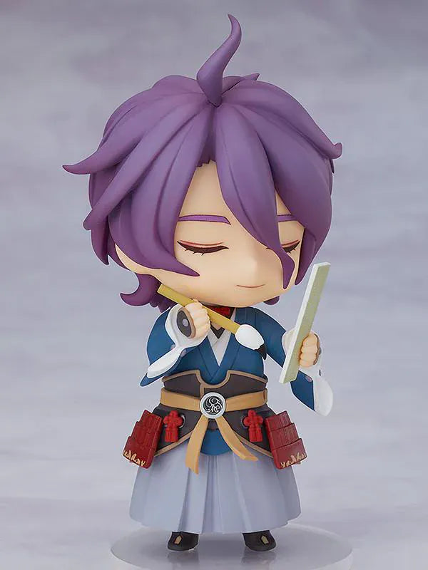 Touken Ranbu ONLINE Nendoroid Kasen Kanesada Figure Rerelease with purple hair, layered robes, patterned cape, and sword accessories