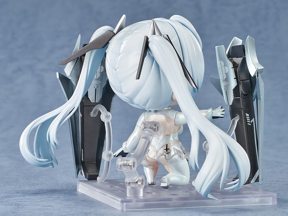 NIKKE Nendoroid Cinderella chibi figure with white twin tails and mechanical weapon arms