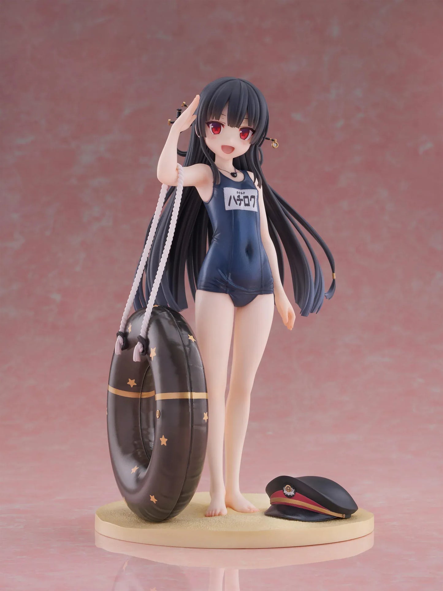 Maitetsu Last Run Hachiroku School Swimsuit Ver. 1/6 Scale Figure with conductor cap, salute pose, inner tube accessory, and display base
