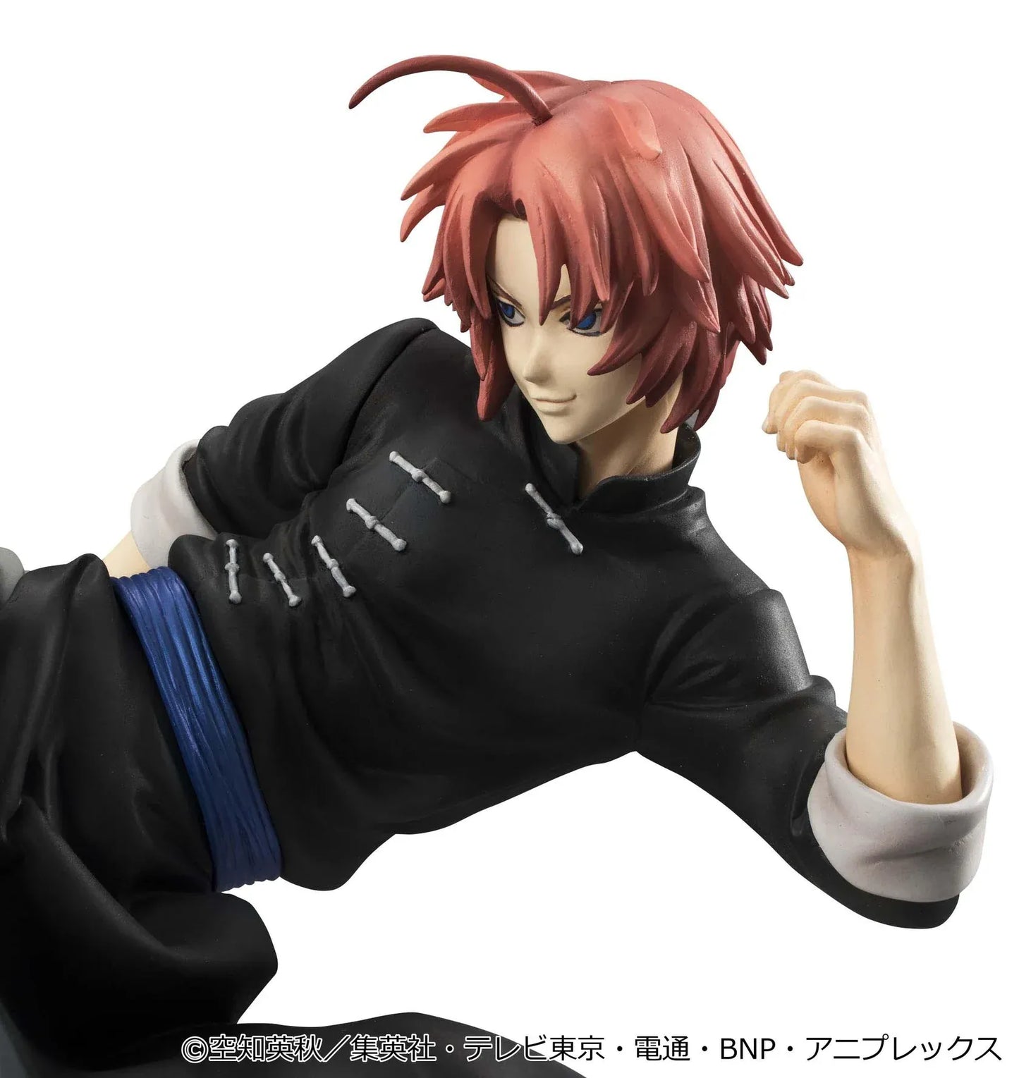 Gintama G.E.M. Series Kamui Ver.2 Reissue figure with red hair, black outfit, blue sash, and dynamic high-kick pose